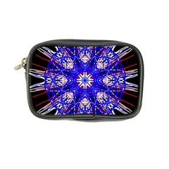 Kaleidoscope Flower Mandala Art Black White Red Blue Coin Purse by yoursparklingshop