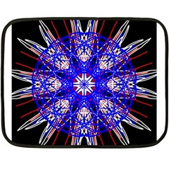 Kaleidoscope Flower Mandala Art Black White Red Blue Double Sided Fleece Blanket (mini)  by yoursparklingshop