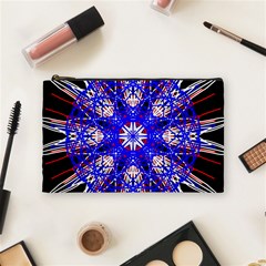 Kaleidoscope Flower Mandala Art Black White Red Blue Cosmetic Bag (medium)  by yoursparklingshop