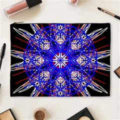 Kaleidoscope Flower Mandala Art Black White Red Blue Cosmetic Bag (xl) by yoursparklingshop