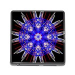 Kaleidoscope Flower Mandala Art Black White Red Blue Memory Card Reader (Square) Front