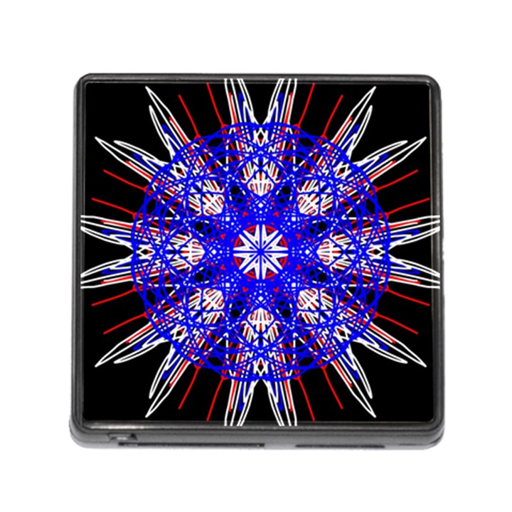 Kaleidoscope Flower Mandala Art Black White Red Blue Memory Card Reader (Square)