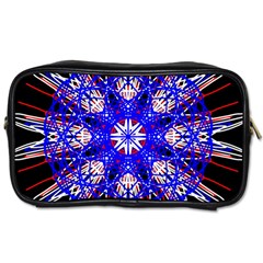 Kaleidoscope Flower Mandala Art Black White Red Blue Toiletries Bags by yoursparklingshop