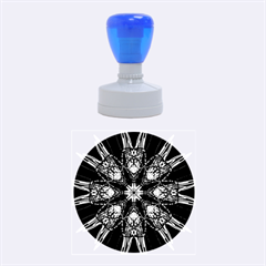 Kaleidoscope Flower Mandala Art Black White Red Blue Rubber Round Stamps (medium) by yoursparklingshop