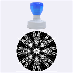 Kaleidoscope Flower Mandala Art Black White Red Blue Rubber Round Stamps (large) by yoursparklingshop