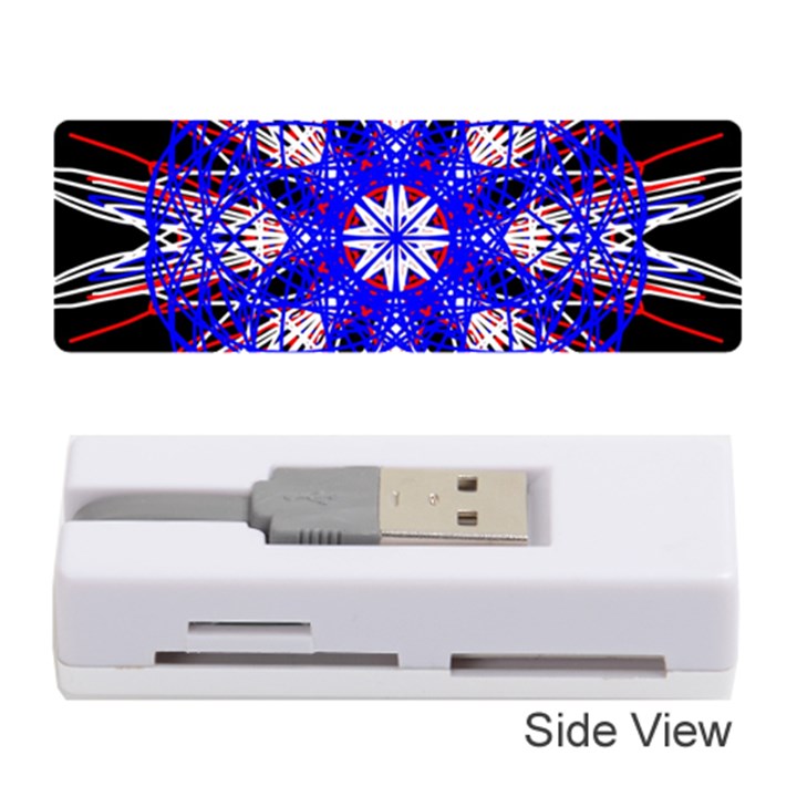 Kaleidoscope Flower Mandala Art Black White Red Blue Memory Card Reader (Stick) 