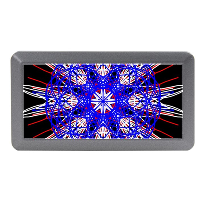 Kaleidoscope Flower Mandala Art Black White Red Blue Memory Card Reader (Mini)