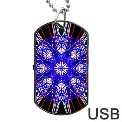 Kaleidoscope Flower Mandala Art Black White Red Blue Dog Tag Usb Flash (two Sides)  by yoursparklingshop