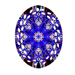 Kaleidoscope Flower Mandala Art Black White Red Blue Ornament (oval Filigree)  by yoursparklingshop