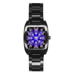 Kaleidoscope Flower Mandala Art Black White Red Blue Stainless Steel Barrel Watch by yoursparklingshop