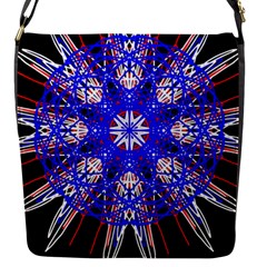 Kaleidoscope Flower Mandala Art Black White Red Blue Flap Messenger Bag (s) by yoursparklingshop