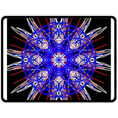 Kaleidoscope Flower Mandala Art Black White Red Blue Double Sided Fleece Blanket (large)  by yoursparklingshop