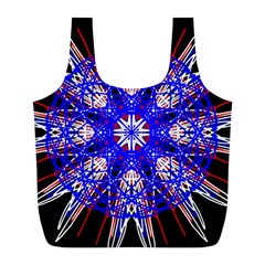 Kaleidoscope Flower Mandala Art Black White Red Blue Full Print Recycle Bags (l)  by yoursparklingshop