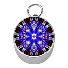 Kaleidoscope Flower Mandala Art Black White Red Blue Mini Silver Compasses by yoursparklingshop