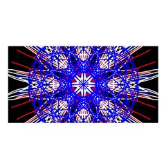 Kaleidoscope Flower Mandala Art Black White Red Blue Satin Shawl by yoursparklingshop