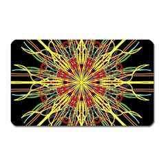 Kaleidoscope Flower Mandala Art Black Yellow Orange Red Magnet (rectangular)