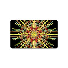 Kaleidoscope Flower Mandala Art Black Yellow Orange Red Magnet (name Card) by yoursparklingshop