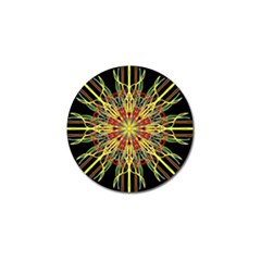 Kaleidoscope Flower Mandala Art Black Yellow Orange Red Golf Ball Marker (10 Pack) by yoursparklingshop