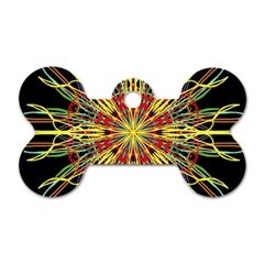 Kaleidoscope Flower Mandala Art Black Yellow Orange Red Dog Tag Bone (two Sides) by yoursparklingshop