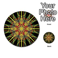 Kaleidoscope Flower Mandala Art Black Yellow Orange Red Multi-purpose Cards (round) 