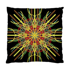 Kaleidoscope Flower Mandala Art Black Yellow Orange Red Standard Cushion Case (one Side) by yoursparklingshop