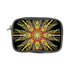 Kaleidoscope Flower Mandala Art Black Yellow Orange Red Coin Purse by yoursparklingshop