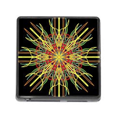 Kaleidoscope Flower Mandala Art Black Yellow Orange Red Memory Card Reader (square) by yoursparklingshop