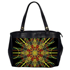 Kaleidoscope Flower Mandala Art Black Yellow Orange Red Office Handbags by yoursparklingshop