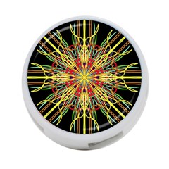 Kaleidoscope Flower Mandala Art Black Yellow Orange Red 4-port Usb Hub (two Sides)  by yoursparklingshop