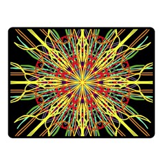 Kaleidoscope Flower Mandala Art Black Yellow Orange Red Fleece Blanket (small) by yoursparklingshop