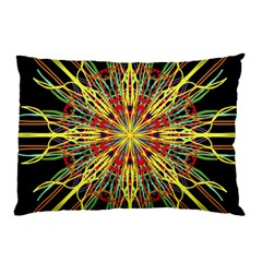 Kaleidoscope Flower Mandala Art Black Yellow Orange Red Pillow Case (two Sides)