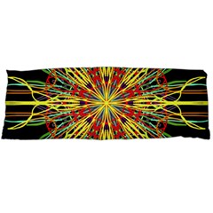 Kaleidoscope Flower Mandala Art Black Yellow Orange Red Body Pillow Case (dakimakura) by yoursparklingshop