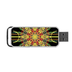 Kaleidoscope Flower Mandala Art Black Yellow Orange Red Portable Usb Flash (two Sides) by yoursparklingshop