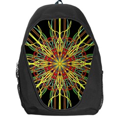 Kaleidoscope Flower Mandala Art Black Yellow Orange Red Backpack Bag by yoursparklingshop