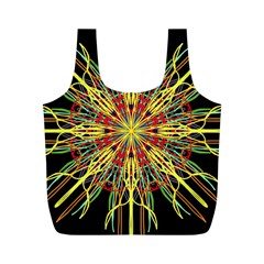 Kaleidoscope Flower Mandala Art Black Yellow Orange Red Full Print Recycle Bags (m)  by yoursparklingshop