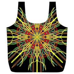 Kaleidoscope Flower Mandala Art Black Yellow Orange Red Full Print Recycle Bags (l)  by yoursparklingshop