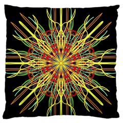 Kaleidoscope Flower Mandala Art Black Yellow Orange Red Standard Flano Cushion Case (two Sides) by yoursparklingshop