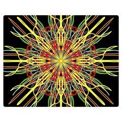 Kaleidoscope Flower Mandala Art Black Yellow Orange Red Double Sided Flano Blanket (medium)  by yoursparklingshop