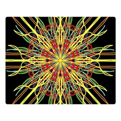 Kaleidoscope Flower Mandala Art Black Yellow Orange Red Double Sided Flano Blanket (large)  by yoursparklingshop