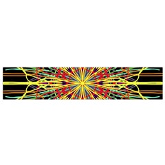 Kaleidoscope Flower Mandala Art Black Yellow Orange Red Flano Scarf (small) by yoursparklingshop