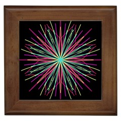 Pink Turquoise Black Star Kaleidoscope Flower Mandala Art Framed Tiles by yoursparklingshop