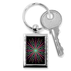 Pink Turquoise Black Star Kaleidoscope Flower Mandala Art Key Chains (rectangle)  by yoursparklingshop