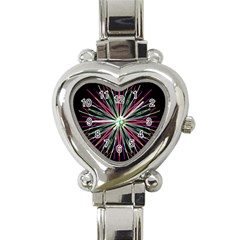 Pink Turquoise Black Star Kaleidoscope Flower Mandala Art Heart Italian Charm Watch by yoursparklingshop