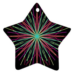 Pink Turquoise Black Star Kaleidoscope Flower Mandala Art Star Ornament (two Sides)  by yoursparklingshop