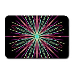 Pink Turquoise Black Star Kaleidoscope Flower Mandala Art Plate Mats by yoursparklingshop