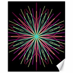 Pink Turquoise Black Star Kaleidoscope Flower Mandala Art Canvas 11  X 14   by yoursparklingshop