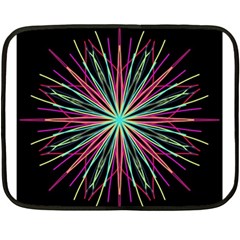 Pink Turquoise Black Star Kaleidoscope Flower Mandala Art Fleece Blanket (mini) by yoursparklingshop