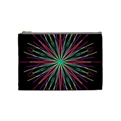 Pink Turquoise Black Star Kaleidoscope Flower Mandala Art Cosmetic Bag (medium)  by yoursparklingshop