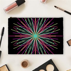 Pink Turquoise Black Star Kaleidoscope Flower Mandala Art Cosmetic Bag (large)  by yoursparklingshop