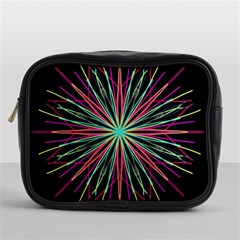 Pink Turquoise Black Star Kaleidoscope Flower Mandala Art Mini Toiletries Bags by yoursparklingshop